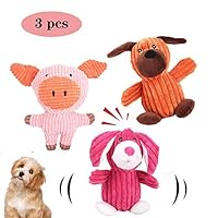 Cheerpet Dog Toys Dog chew Toys 3 Pcs Squeaky Puppy Plush Toy Teeth Cleaning Durable Plush Toy for Small Dogs and Puppies