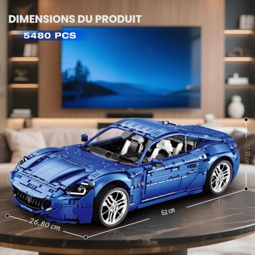 Reobrix Sports Car Building Block Set for Adults, Racing Vehicle 1:8 Building Kit for Adults, 11010, 5480 Pieces, Ages 14+