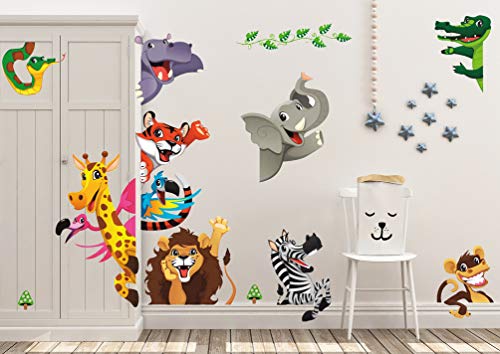 Dekosh Kids Peel Stick Animal Wall Stickers Fantasy Jungle Theme Baby Nursery Wall Decals For Playroom Decorative Kids Wall Decals Contain Colorful Giraffe Lion Tiger Stickers Pricepulse