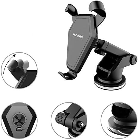 Wireless Smartphone Car Charger Mount - Dash, Air Vent, and Windshield Phone Holder For iPhone X, 8/8 Plus, Samsung Galaxy S8, S7 Edge, S6, Note 8 5 and other Qi Enabled Devices