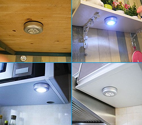 IPOW 5 Pack LED Battery-Powered Wireless Night Light Stick Tap Touch Lamp Stick-on Push Light for Closets, Cabinets, Counters, or Utility Rooms,Cordless Touch Light,Batteris Not Included.