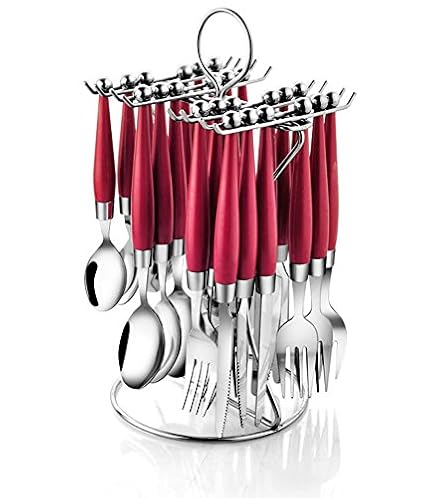 POG Orbit Stainless Steel Cutlery Set, 25-Pieces, Red