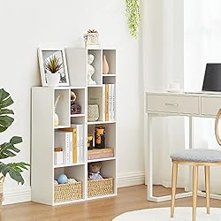 VECELO 3-Tier Small Bookcase, 4 Cube Bookshelf with