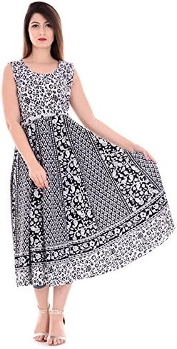 VAIDIKI Multicoloure Jaipuri Floral Print Cotton Maxi Designer Long Dresses for Women