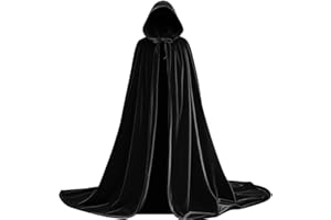 Tianlai Velvet Hooded Cape for Cosplay & Halloween Jedi Robe, Wizard Cloak, for Costume Women Medieval Themed Parties