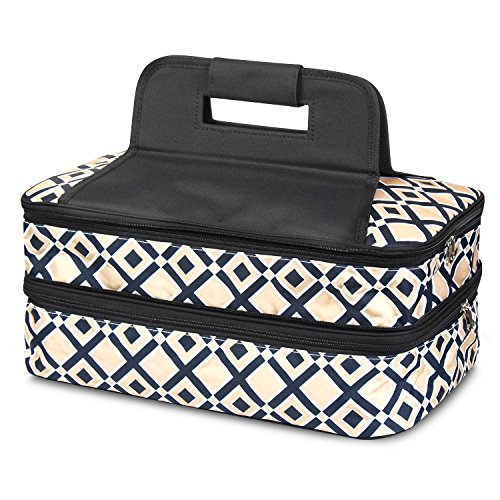 Zodaca Double Casserole Insulated Carrier Bag, Times Square Khaki Black - Thumbnail 3