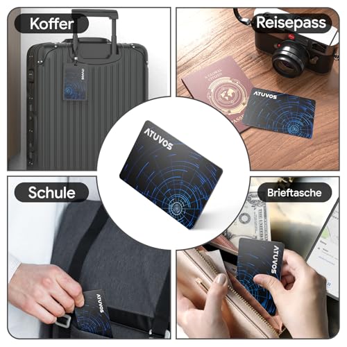 ATUVOS New Dual System Air Tag Card Pro for Android & iOS, Rechargeable Wallet Tracker Card Compatible with Google Find My Device or Apple Where? App, Item Finder, Thin 1.6 mm, Pack of 2