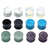 JOVIVI 6Pairs Organic Semi-Precious Stone Amethyst Aventurine Turquoise Double Flared Saddle Ear Plugs Stretcher Expander Gauges (12mm (1/2inch))