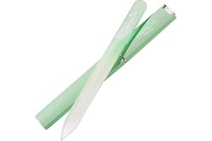 CANVALITE Glass Nail Files for Natural Nails Glass Fingernail File Crystal Nail Files with Case Double Sided 180/320 Grit Czech Glass File Gentle Nail Care Stocking Stuffers for Women Girls Gift,Green