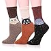 EBMORE Women Cute Animal Design Fashion Casual Soft Wool Cotton Socks - 3 Pack (Cat), (US 6-10)