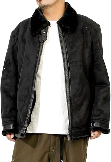 Amazon ボアジャケット メンズ 大きいサイズ B 3 シングル スウェード調 裏ボア 裏起毛 防寒 厚手 フェイク ムートンジャケット 3l ブラック 49 コート ジャケット 通販