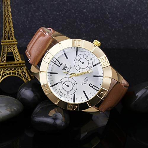 Business Watch for Men Analog and Digital,Londony❀♪ Boy's Fashion Business Quartz Watch with Brown Leather/Mesh Strap