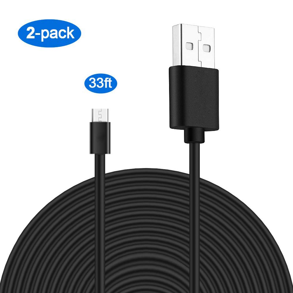 MOYEEL 2Pack 33Ft Micro USB Power Extension Cable for