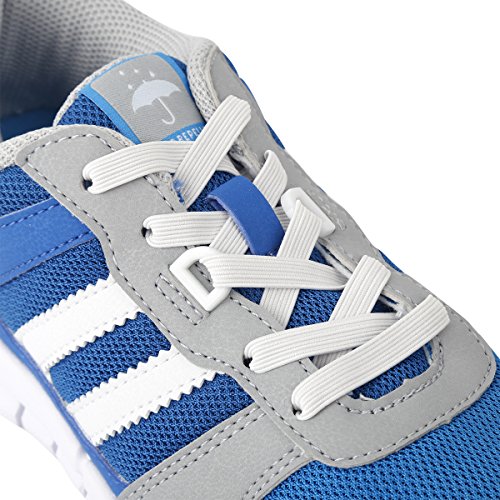 No Tie Shoelaces JZY Flat Athletic Shoe Laces With Elastic Fits All Adult and Kids Shoes(White)