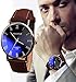Clearance!Mens Quartz Analog Watches,Canserin Luxury Faux Leather Blue Ray Glass