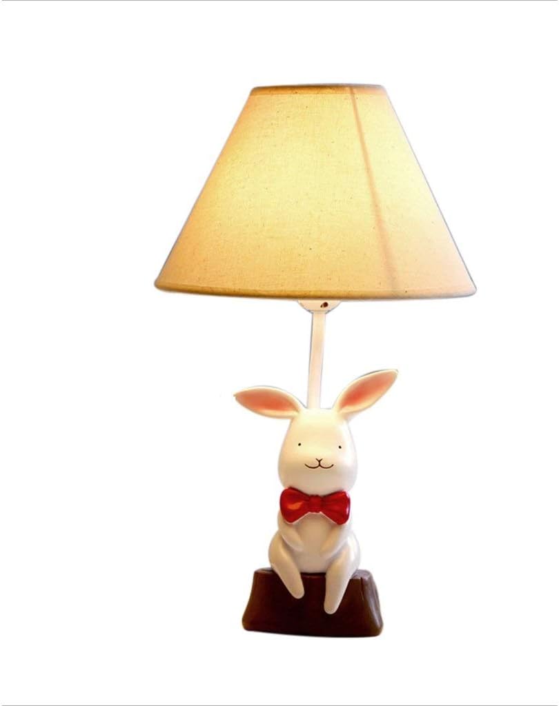Cxwcy Reading Lights Small White Rabbit Table Lamp Bedroom Bedside Desktop Light Dimmable LED Warm Romantic Creative Children Cute Student Gift Desk Lamp