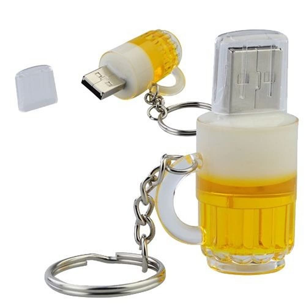 Beer Glass 8GB USB Ale Flash Pen Drive Memory Thumb Stick Data Storage Yellow And White
