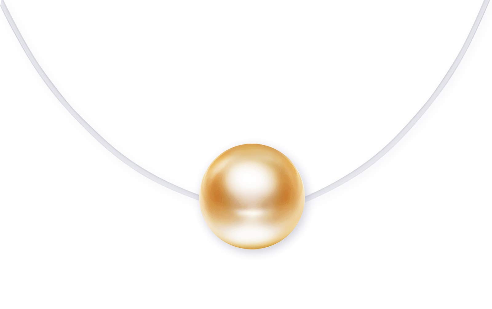 MicLee Women's girl's Pearl Necklace pendant, 925 Sterling Silver necklace, beautiful pearl Choker necklace, simple yellow pearl pendant, and transparent fishing line, 40cm