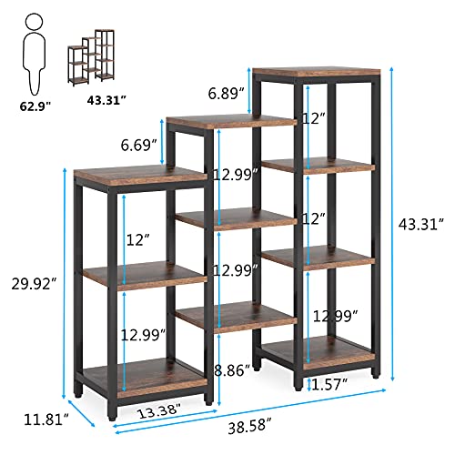 Tribesigns 4Tier Bookshelves and Bookcases, Wooden Rustic Ladder Corner Bookshelf Open Step