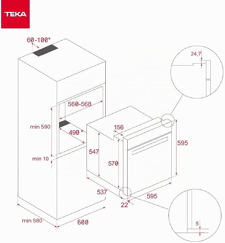 Forno multifunzione 60 cm, sistema di pulizia HydroClean ECO, 6 modalità di cottura, 5 altezze di cottura, 1 vassoio e 1 griglia, classe A, modello HSB 615 S