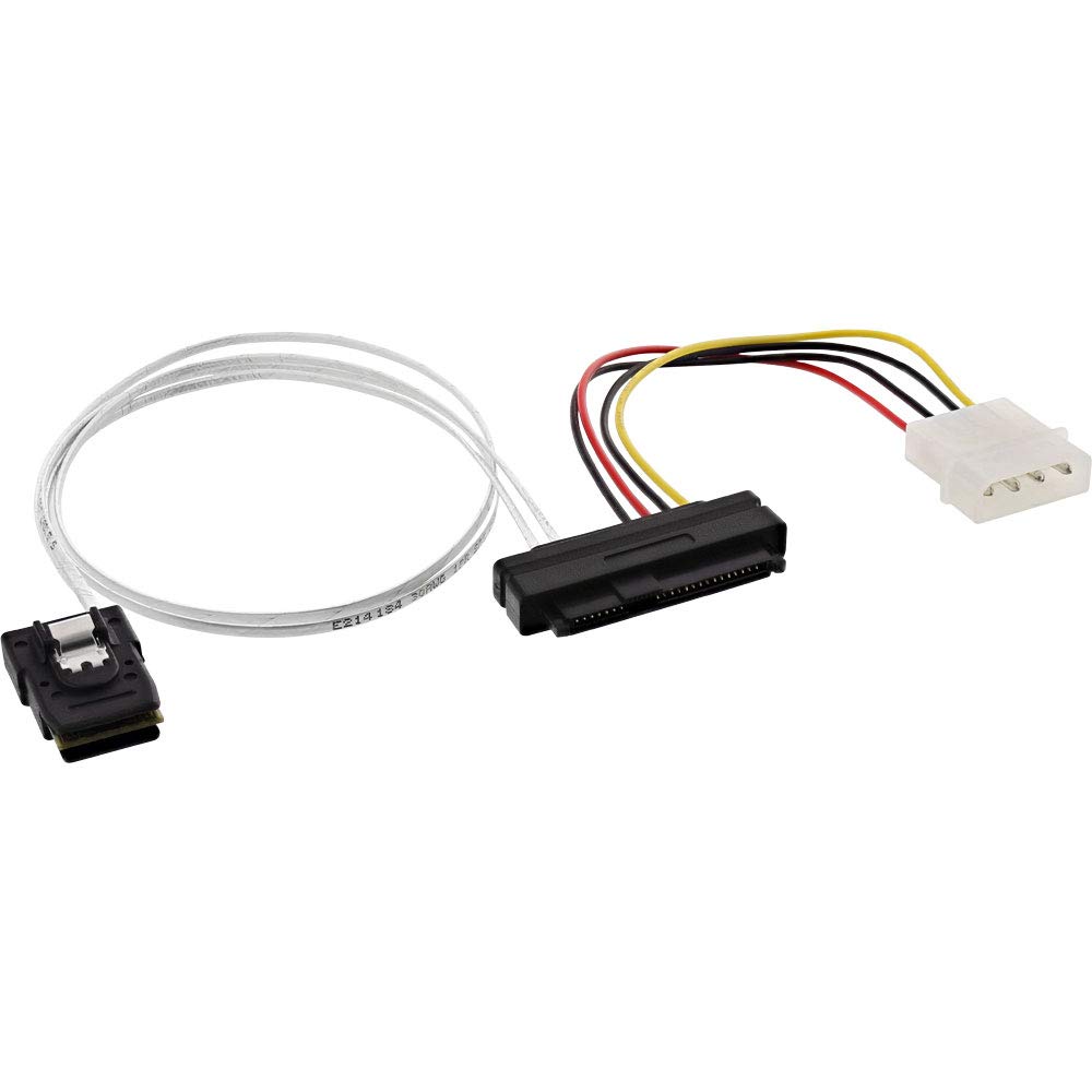 InLine® SAS Connection Cable, Mini-SAS SFF-8087 to 1x SAS SFF-8482 + Power, Single SAS HDD to Controller, 0.75 m