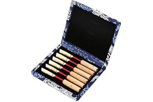 Tbest Oboe Case,Protect Against Moisture Wooden + Silk Cloth Cover Case Holder Storage Box for 6pcs Oboe Reeds Maple Wooden
