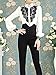 Choies Women's Vintage White with Black Lace Stand-Up Collar Puff Long Sleeve Shirts