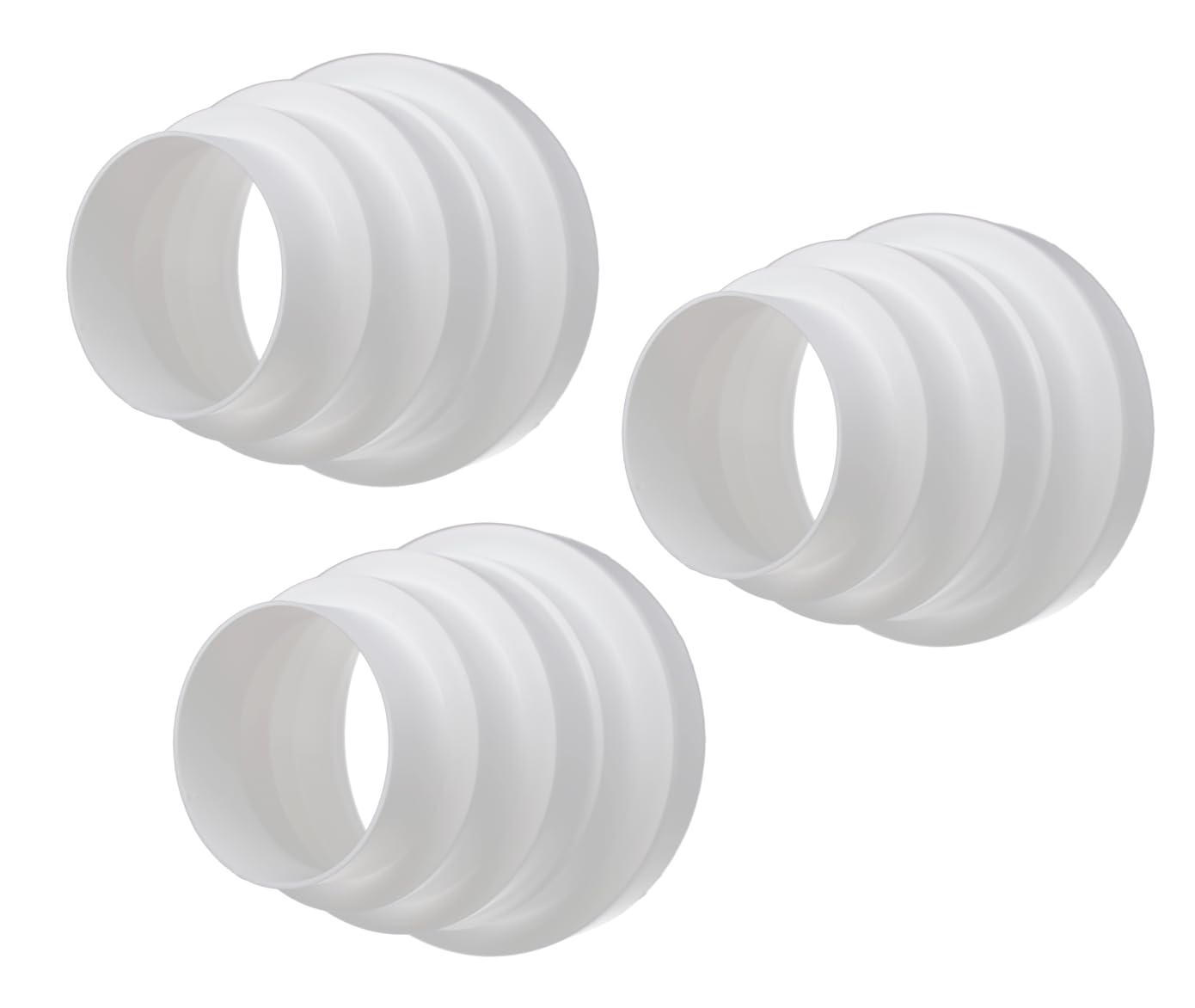 H&C VENT Pack of 3 Universal Duct Reducer Connector │ Ventilation Pipe PVC Adaptor │ Plastic Transition Ø3.14’’-5.9’’/ Ø80-150mm Round Ducting & Flexible Hose │ Extractor Fan Tumble Dryer Conditioner