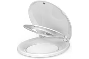 HOMFAN Toilet Seat, Round Toilet Seat with Toddler Seat Built in, Potty Training Toilet Seat Round Fits Both Adult and Child, with Slow Close and Magnets- Round