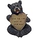 Decorative Sitting Black Bear Holding Faux Wood Heart Sign Statue for Rustic Spiritual Décor or Christian & Religious Decorations As Teddy Bear Valentine's Day Gifts for Women