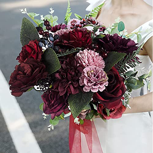 Artificial Flowers Rose Flowers Combo Set Multi Use Fake Flowers Combo for DIY Centerpieces Arrangements Wedding Bridal Bouquet Table Chair Decor Candle Holder Cake Decor Flower Strips Home Decor