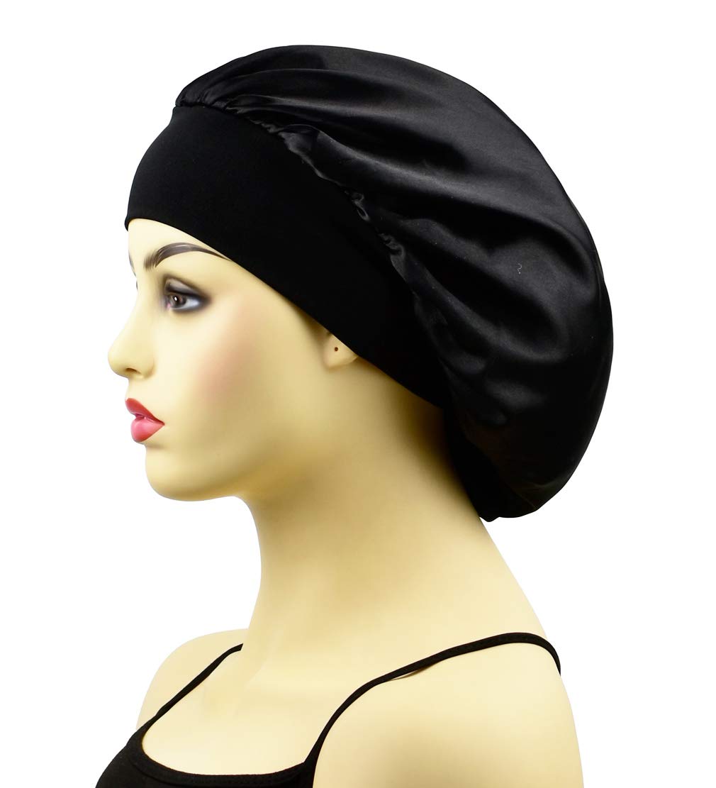Satin Sleep Cap for Curly Hair, Wide Band Satin