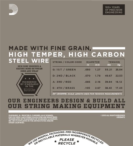 D'Addario ENR72 Half Round Bass Guitar Strings, Medium, 50-105, Long Scale