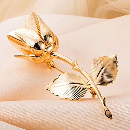 FENICAL Golden Rose Brooch Pins Metal Breastpin Flower Pin Chest Decoration for Women Girls