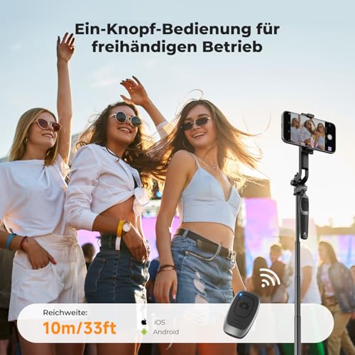 K&F Concept Selfie Stick 180 cm Self-Extending 4 Legs 360° Handle | 1/4" Gewinde inkl. Schraube, ohne Schnellverschluss-Halterung, kompatibel mit iPhone/Samsung/DJI Pocket/GoPro/Insta360, A702