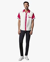 Gwnnb Bowling Shirts for Men Flamingo Graphic Print