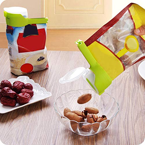Efaster Bag Clip Pour Food Sealing Storage Seal Sealer Freezer Fridge Clamp Cover Fresh-Keeping Clips，All-Purpose Air Tight Grip Clips for Kitchen Office to Seal Coffee Bags (Green X2) - Thumbnail 2