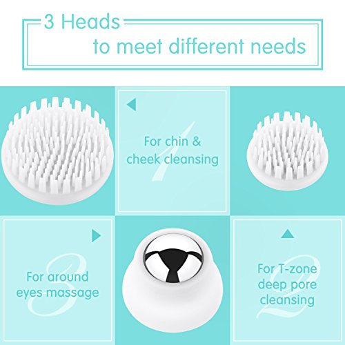 Facial Brush, Laxcare Waterproof Face Brush Facial Cleansing Brush 3 in 1 Set for Deep Pore Cleansing Gentle Exfoliating Blackhead Removing - Thumbnail 3