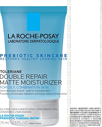 LA ROCHE-POSAY TOLERIANE DOUBLE REPAIR MATTE FACE MOISTURIZER, DAILY MOISTURIZER FOR OILY SKIN WITH CERAMIDE AND NIACINAMIDE FOR ALL SKIN TONES, OIL FREE, NON-COMEDOGENIC