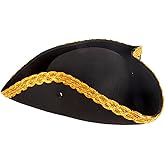 Kangaroo Pirate Hat Men Adult - Black Felt Tricorn Costume Hat for Women and Men - Musketeer Style Hat For Hallowen Cosplay Dressup Apparel