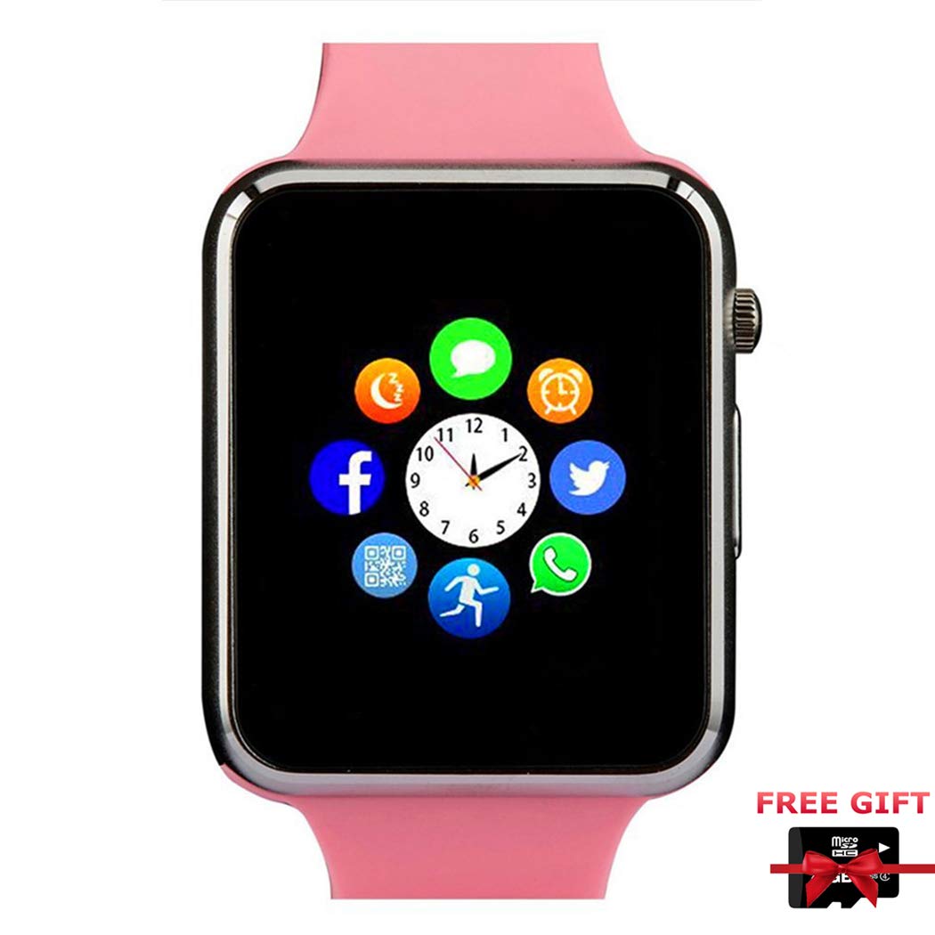 Smart Watch Bluetooth Smartwatch with Pedometer Camera Music Player Call Message Notification Compatible for Android and iPhone (Partial Functions) for Men Women Kids (Pink)