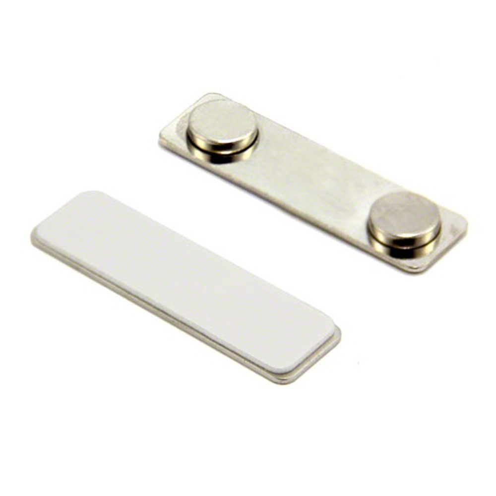 Magnetic Name Badge for ID, Staff, Guests, Visitors, Events, Work Clothes, Jacket, Shirt, Business with Self Adhesive and Metal Back - 45mm x 13mm