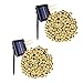 HONGM Solar String Lights 200 LED 75.5ft 8 Modes Waterproof Fairy Lights for Party, Christmas Tree, Curtains, Outdoors, Gardens, Wedding (2 Pack Warm White)