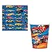Hot Wheels Wild Racer MEGA Birthday Party Supplies Pack For 16 Guests With Small Dessert Plates and Napkins, Tablecover, Cups, Add An Age Birthday Banner, Swirl Decorations, Candles, and Exclusive Pin