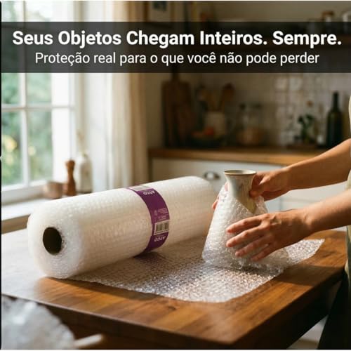Plástico Bolha 40cm x 5 Metros 40 Micras - Bobina de Plástico Bolha Transparente em Polietileno