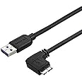 StarTech.com 0.5m 20in Slim Micro USB 3.0 Cable M/M - Right-Angle Micro-USB - USB 3.0 A to Micro B - Angled Micro USB 3.1 Gen 1 5Gbps (USB3AU50CMRS) , Black