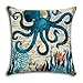 Aremazing Outdoor Beach Mediterranean Style Coastal Theme Throw Pillow Covers Cotton Linen Pillow Case Cushion Cover Home Office Decorative 18 X 18 Inches Marine Life (Octopus) (Octopus)