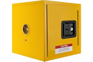 KREIAOER Flammable Storage Cabinet 10" x 10" x 11.4", Double-Walled Steel, Adjustable Shelf, Fireproof Yellow Safety Cabinet for Industrial, Commercial, and Home Use (Yellow-C)
