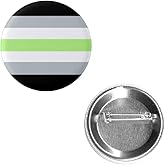 Agender Pride Flag Pin 2.25” Round Circle Shape Metal Button Pin Badge Pinback 2.25 inch Pin 57 mm 5.7 cm
