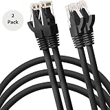 Jumbl 2 Pack Cat6 RJ45 Fast Ethernet Network Cable - 15 Feet Black - Connects Computer to Printer, Router, Switch Box or Local Area Network LAN Networking Cord, no Signal Loss